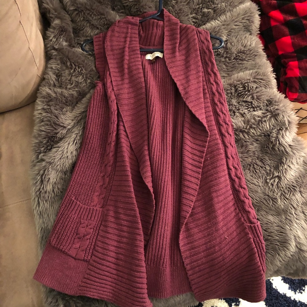 Long burgundy sweater vest